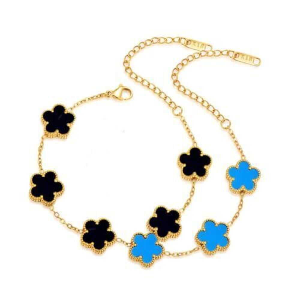 2122 18K Gold-Plated Four Leaf Clover Bracelet ,Adjustable lucky Bracelet